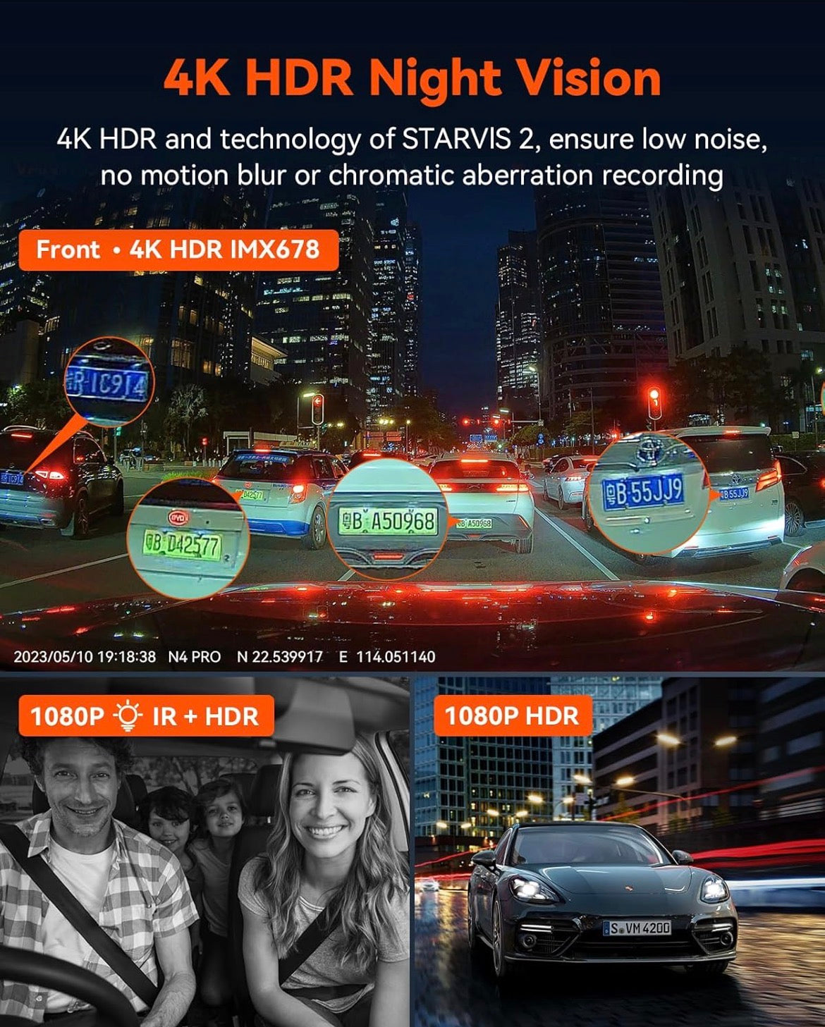 Vantrue N4 Pro - 3 Channel Dashcam - 4K front, 1K interior, 1k rear