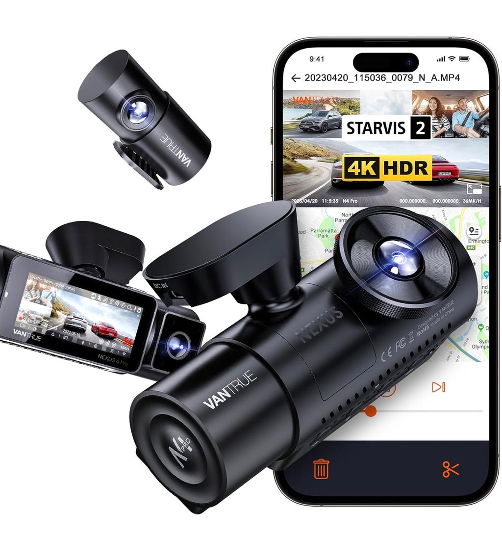 Vantrue N4 Pro - 3 Channel Dashcam - 4K front, 1K interior, 1k rear